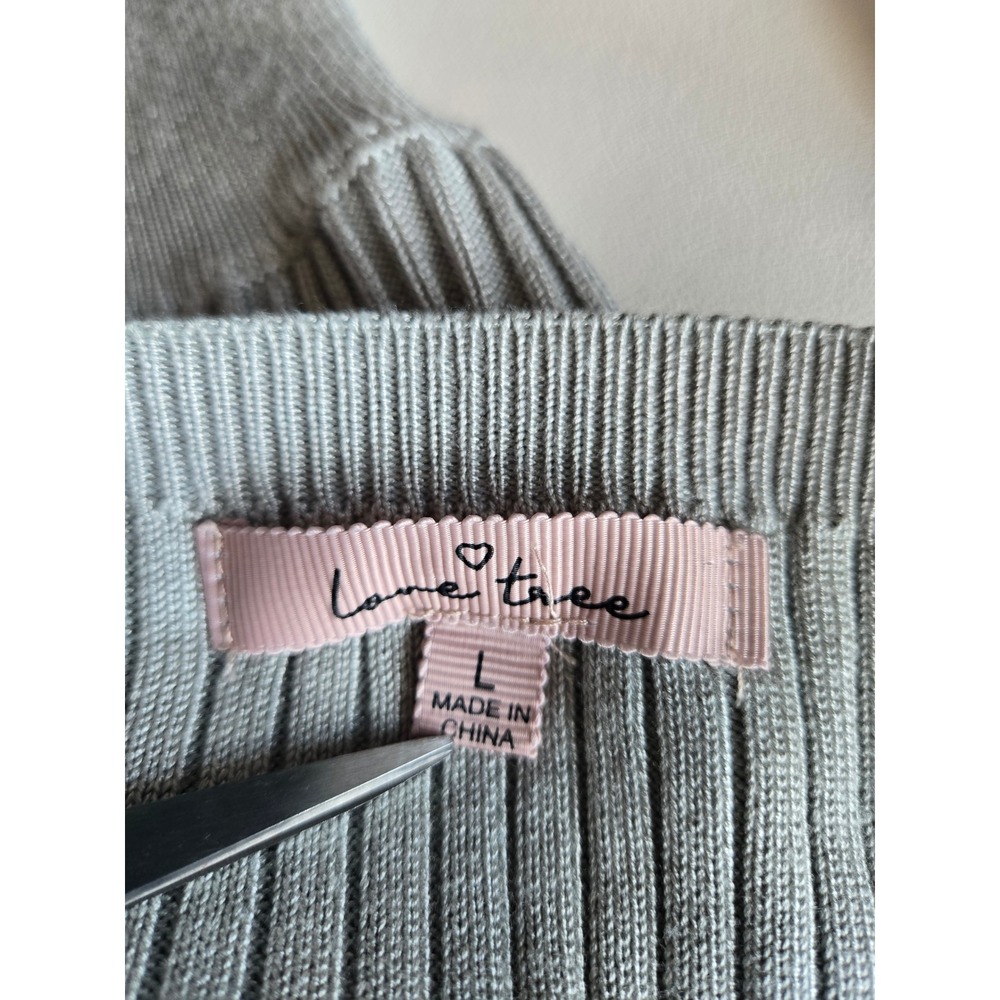 Love Tree Silver Gray Rib Knit Wrap Sweater Dress Size L Cozy Chic Minimalist - Picture 6 of 9